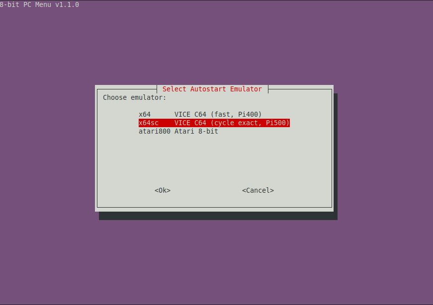 8-bit PC Pi Emulator Select