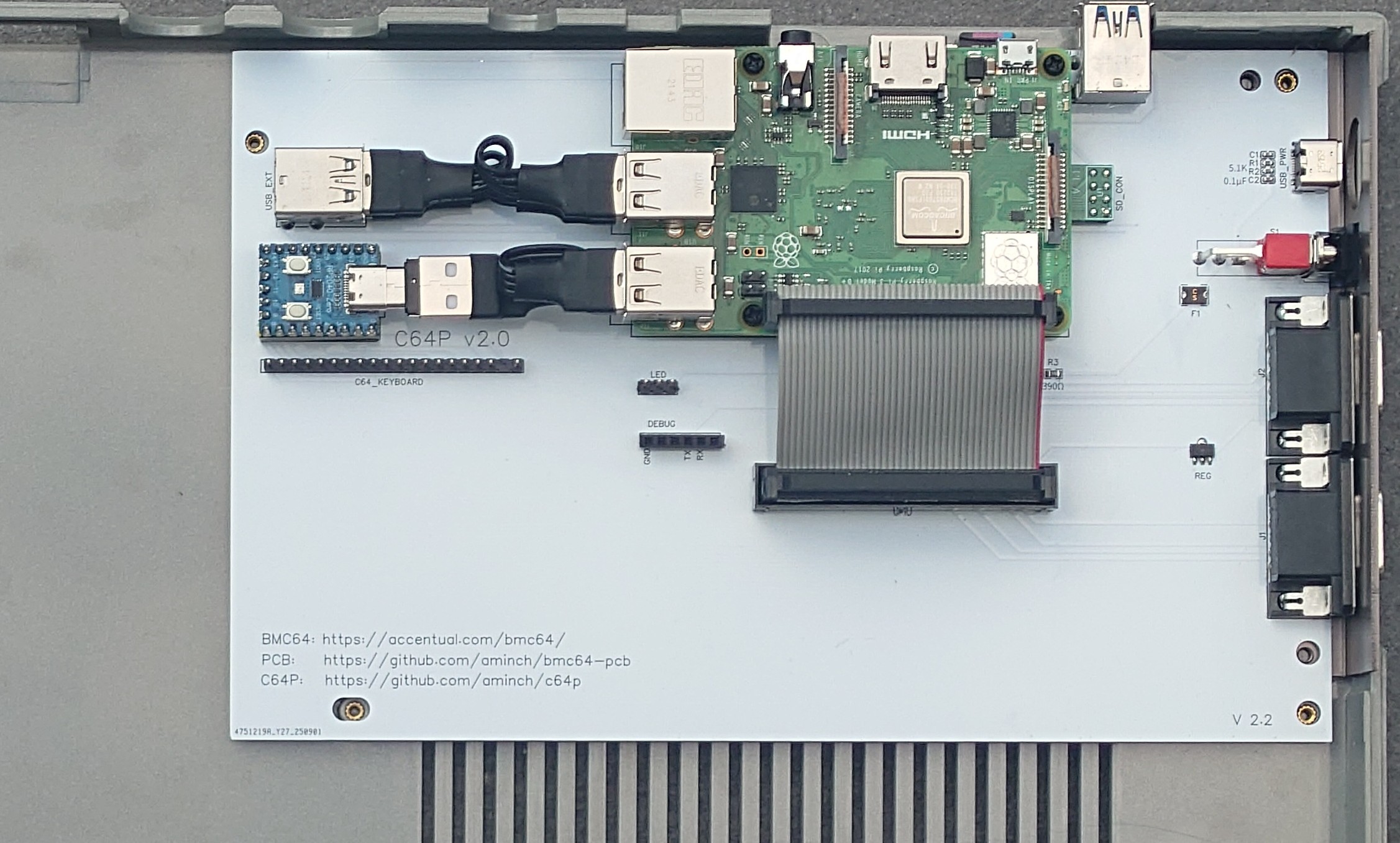 BMC64 PCB 2.2 with Pi